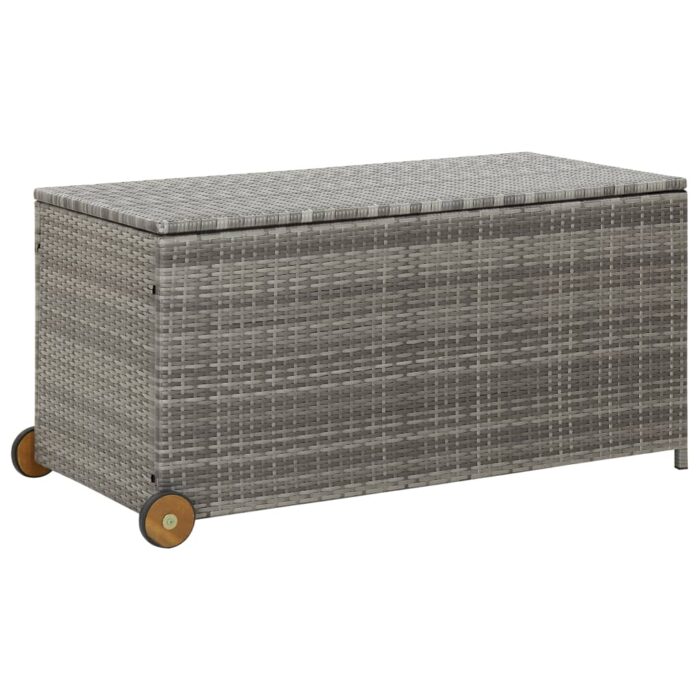 Boîte de rangement de jardin gris clair 120x65x61 cm rotin – Image 1