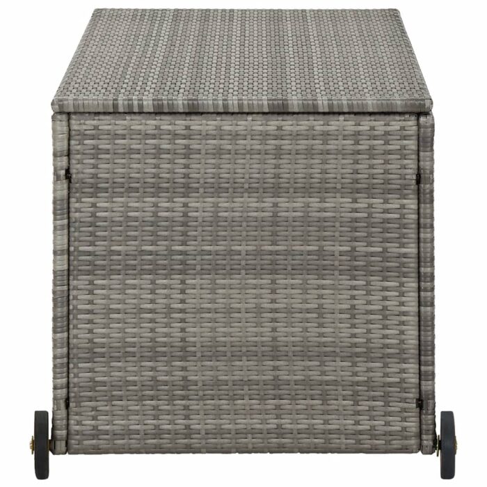 Boîte de rangement de jardin gris clair 120x65x61 cm rotin – Image 3