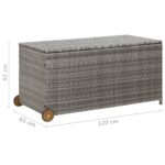Boîte de rangement de jardin gris clair 120x65x61 cm rotin – Image 7