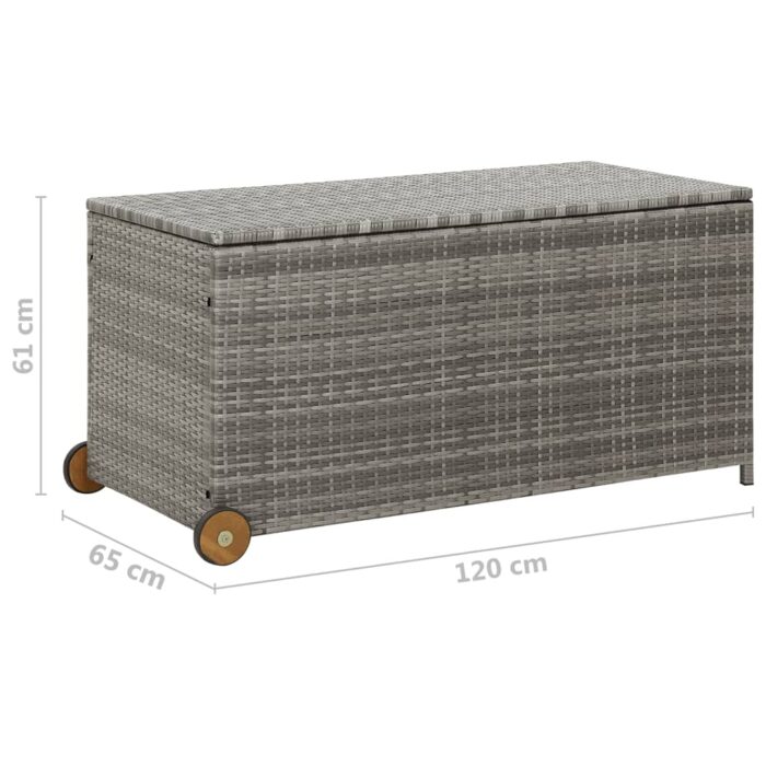 Boîte de rangement de jardin gris clair 120x65x61 cm rotin – Image 7