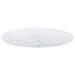 Dessus de table blanc Ø70x0,8cm verre trempé avec design marbre – Image 2