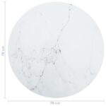 Dessus de table blanc Ø70x0,8cm verre trempé avec design marbre – Image 3