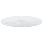 Dessus de table blanc Ø80x1 cm verre trempé avec design marbre – Image 2