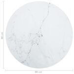 Dessus de table blanc Ø80x1 cm verre trempé avec design marbre – Image 3