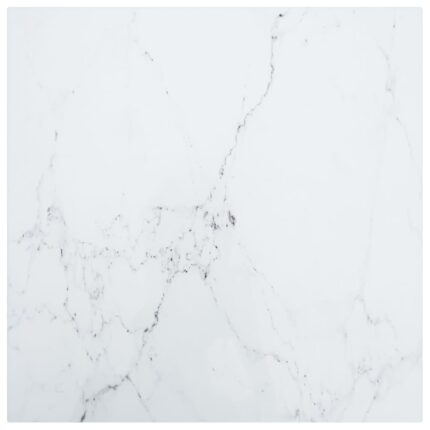 Dessus de table blanc 50x50 cm 6 mm verre trempé design marbre