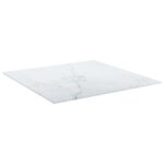 Dessus de table blanc 50x50 cm 6 mm verre trempé design marbre – Image 2