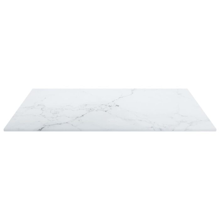 Dessus de table blanc 50x50 cm 6 mm verre trempé design marbre – Image 3