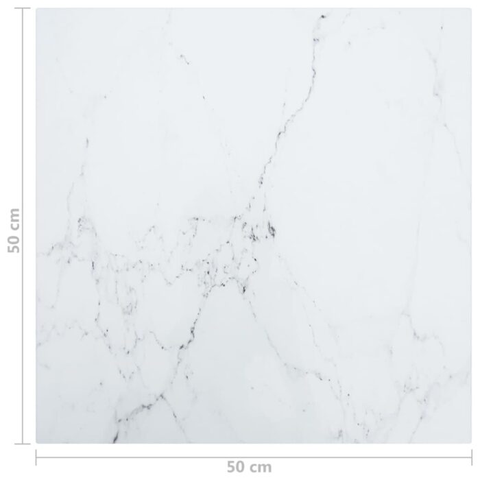 Dessus de table blanc 50x50 cm 6 mm verre trempé design marbre – Image 4