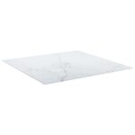 Dessus de table blanc 70x70 cm 6 mm verre trempé design marbre – Image 2