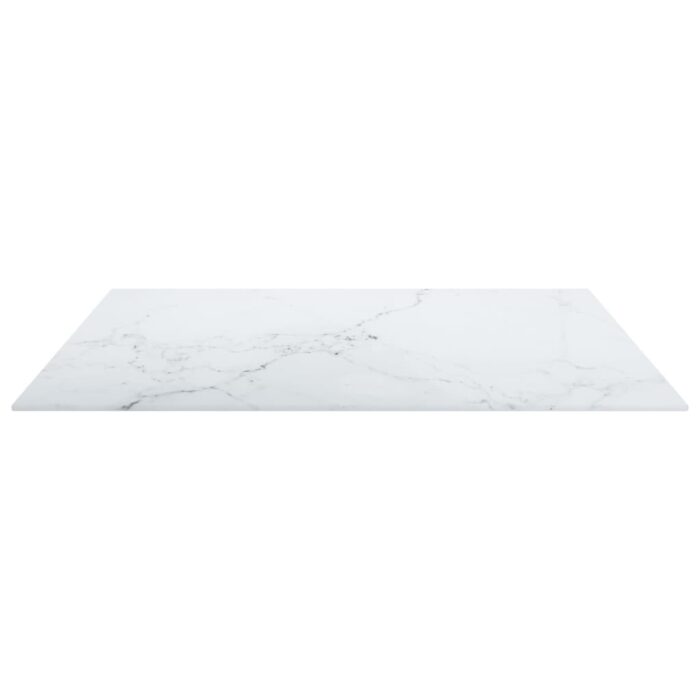 Dessus de table blanc 70x70 cm 6 mm verre trempé design marbre – Image 3