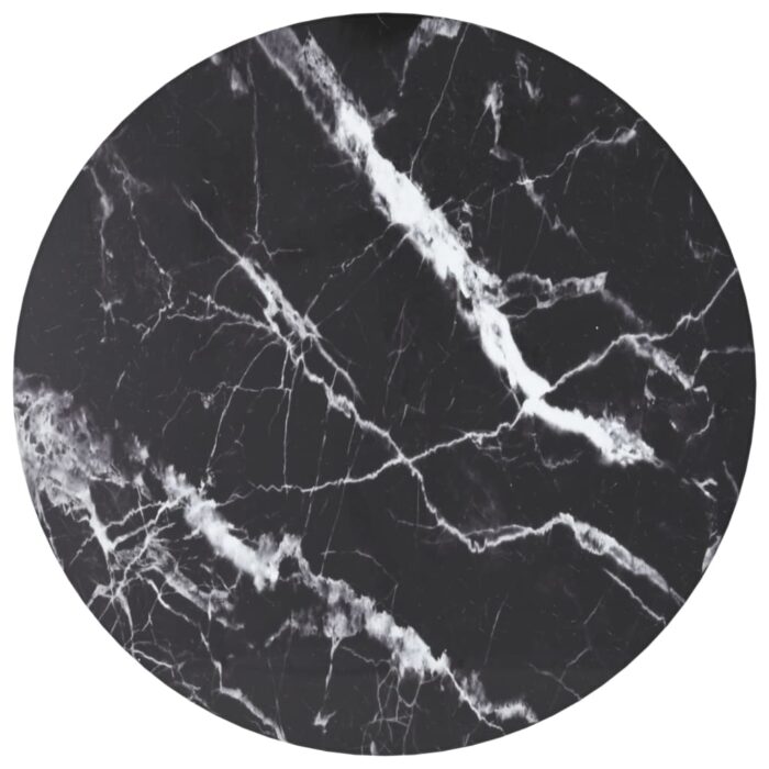 Dessus de table noir Ø30x0,8cm verre trempé avec design marbre – Image 1