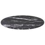 Dessus de table noir Ø30x0,8cm verre trempé avec design marbre – Image 2