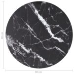 Dessus de table noir Ø30x0,8cm verre trempé avec design marbre – Image 3