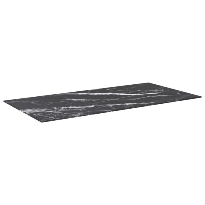 Dessus de table noir 100x50 cm 6 mm verre trempé design marbre – Image 2