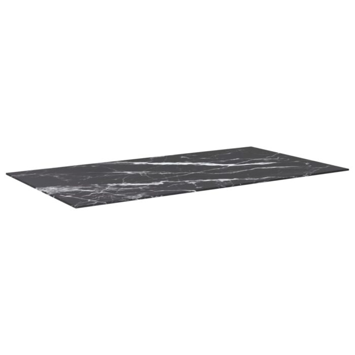Dessus de table noir 120x65 cm 8 mm verre trempé design marbre – Image 2
