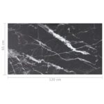 Dessus de table noir 120x65 cm 8 mm verre trempé design marbre – Image 5