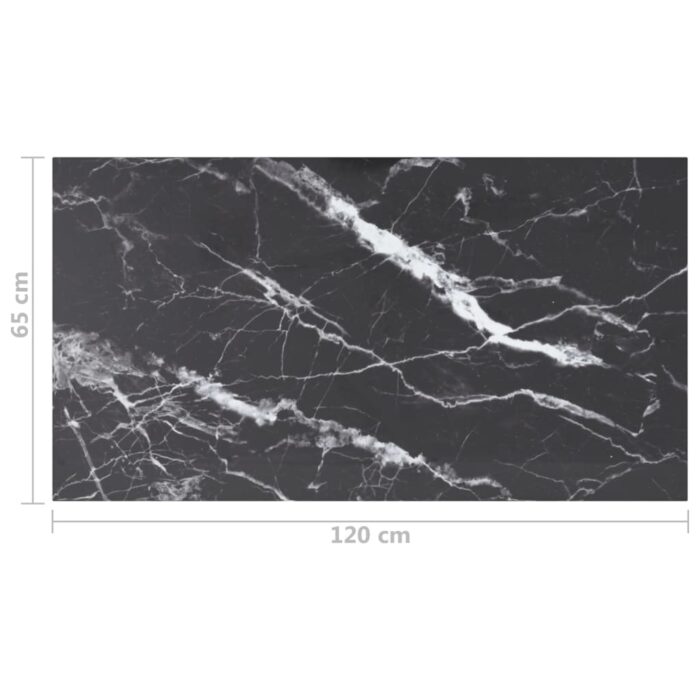 Dessus de table noir 120x65 cm 8 mm verre trempé design marbre – Image 5