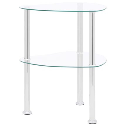 Table d'appoint 2 niveaux Transparent 38x38x50 cm Verre trempé