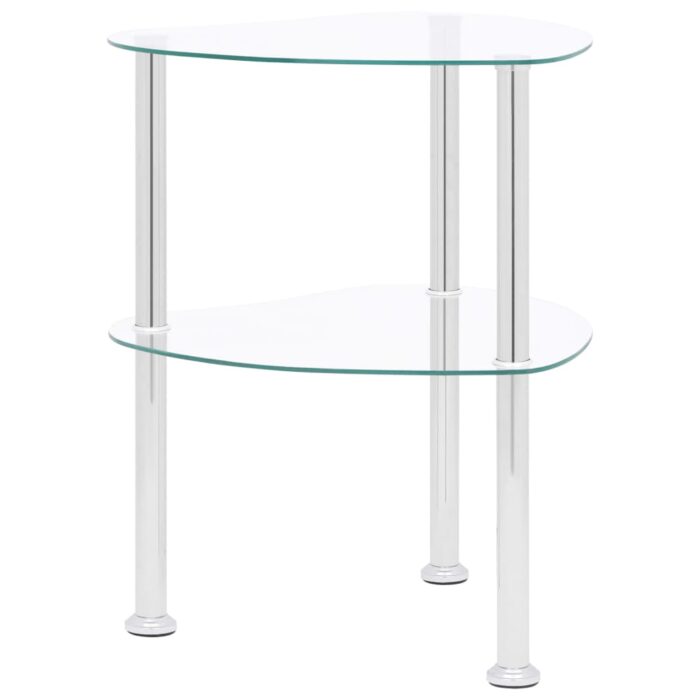 Table d'appoint 2 niveaux Transparent 38x38x50 cm Verre trempé – Image 1