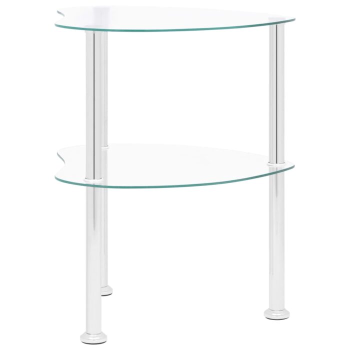 Table d'appoint 2 niveaux Transparent 38x38x50 cm Verre trempé – Image 2