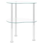 Table d'appoint 2 niveaux Transparent 38x38x50 cm Verre trempé – Image 3