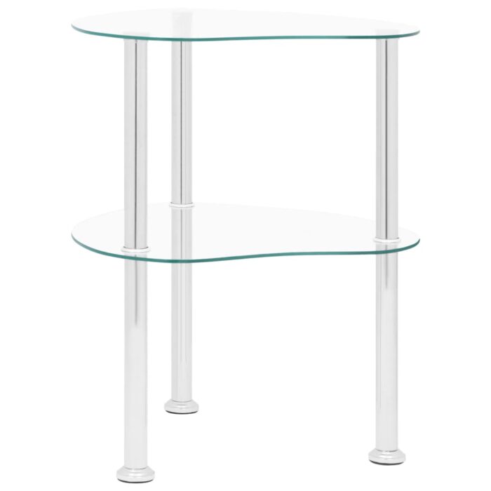 Table d'appoint 2 niveaux Transparent 38x38x50 cm Verre trempé – Image 3