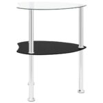 Table 2 niveaux Transparent et noir 38x38x50 cm Verre trempé – Image 2