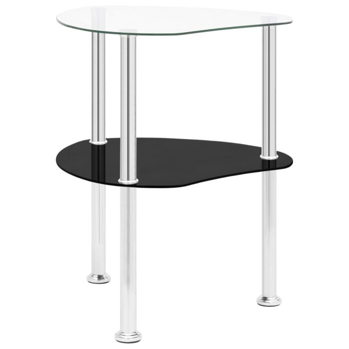 Table 2 niveaux Transparent et noir 38x38x50 cm Verre trempé – Image 3