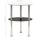 Table d'appoint 2 niveaux Transparent et noir 38cm Verre trempé – Image 4