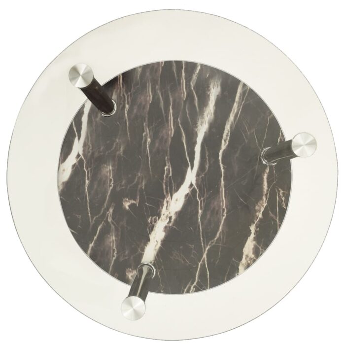 Table 2 niveaux Transparent et noir marbre 38 cm Verre trempé – Image 2
