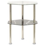 Table 2 niveaux Transparent et noir 38x38x50cm Verre trempé