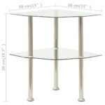 Table d'appoint 2 niveaux Transparent 38x38x50 cm Verre trempé – Image 4