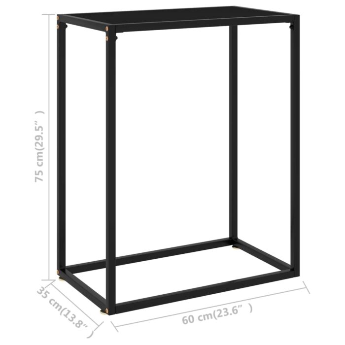 Table console Noir 60x35x75 cm Verre trempé – Image 5