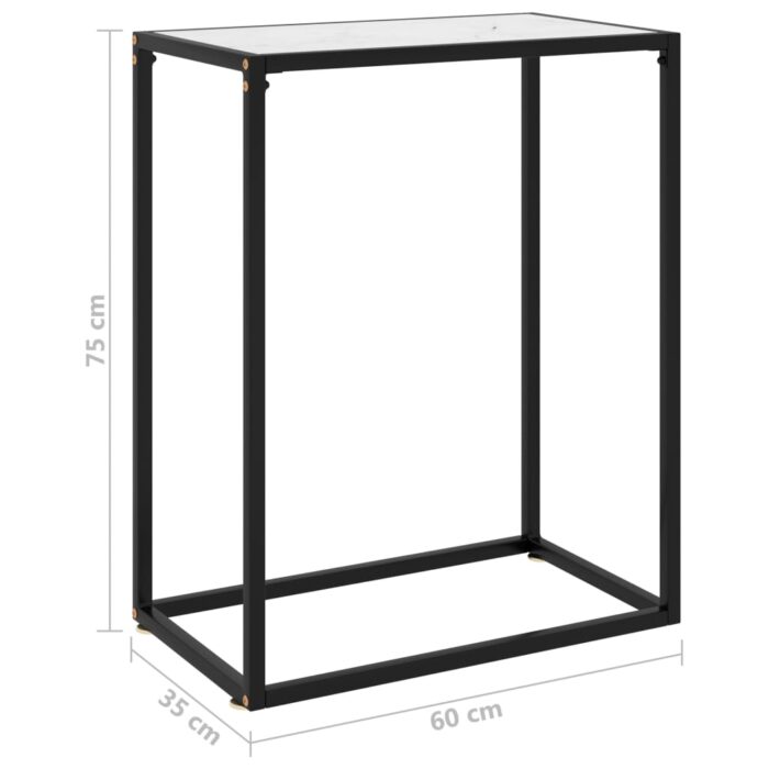 Table console Blanc 60x35x75 cm Verre trempé – Image 5