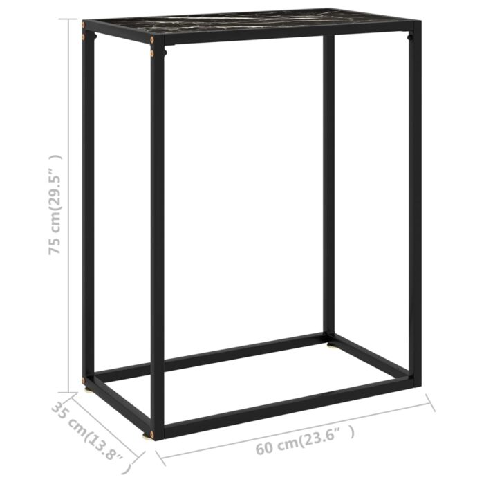Table console Noir 60x35x75 cm Verre trempé – Image 5