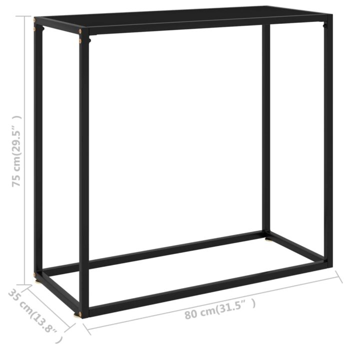 Table console Noir 80x35x75 cm Verre trempé – Image 5