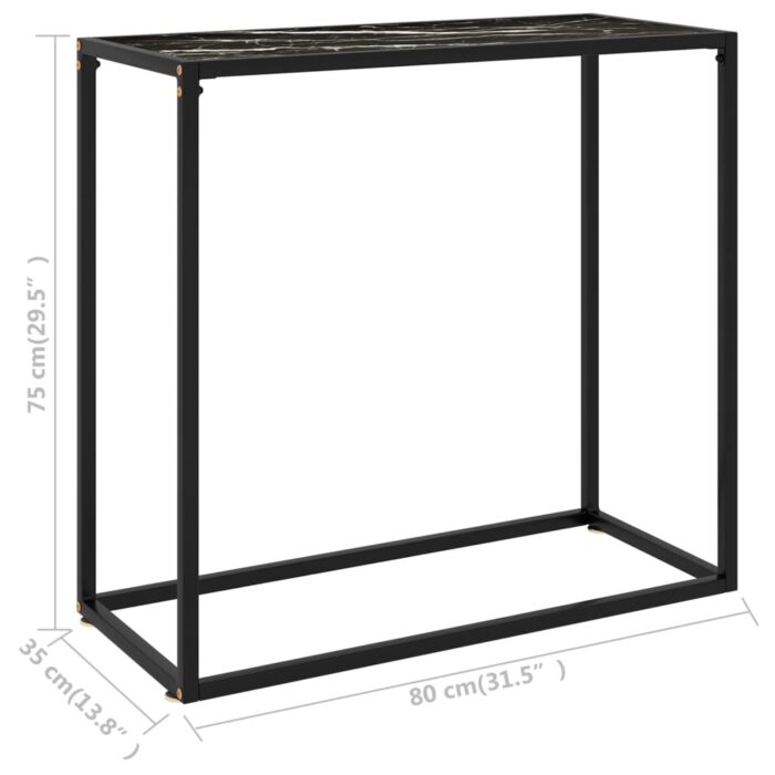 Table console Noir 80x35x75 cm Verre trempé – Image 5