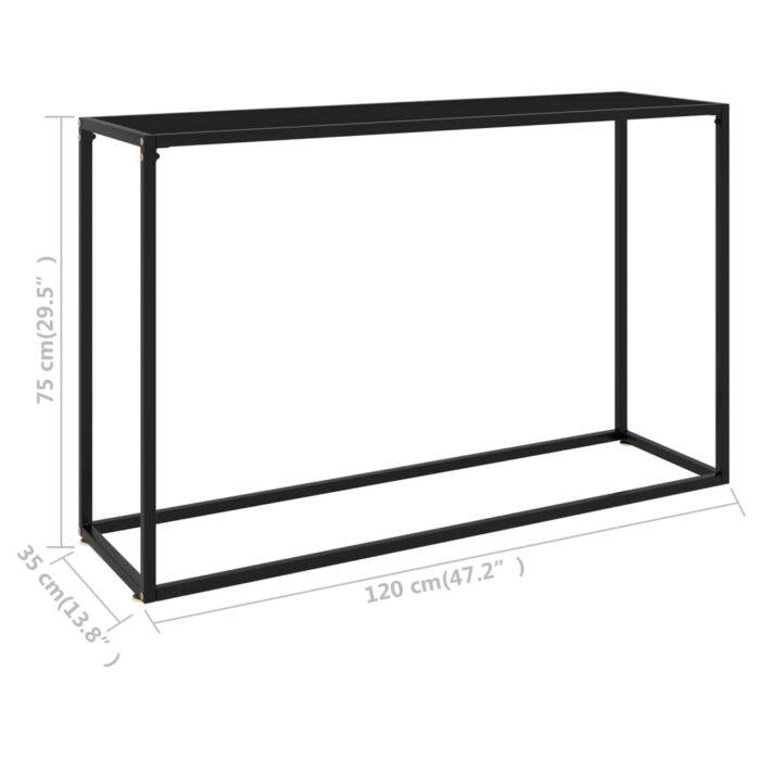 Table console Noir 120x35x75 cm Verre trempé – Image 5