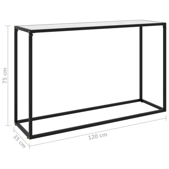 Table console Blanc 120x35x75 cm Verre trempé – Image 5