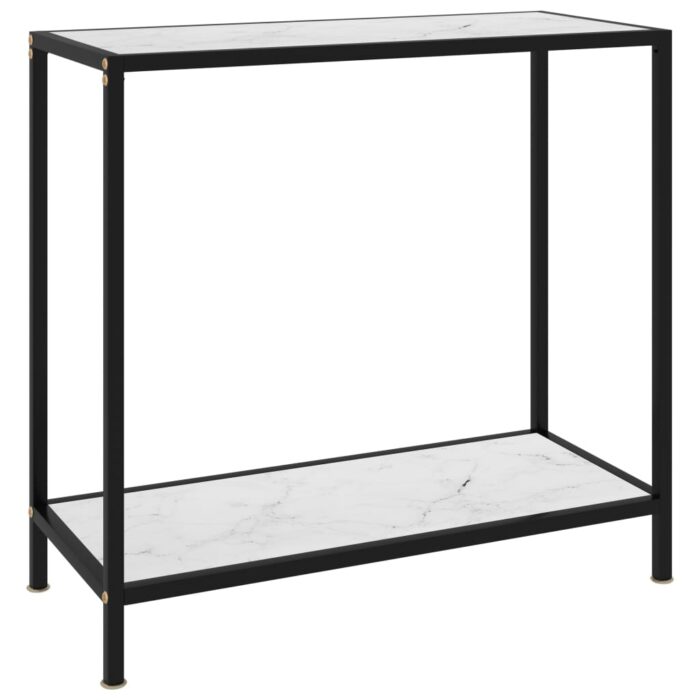 Table console Blanc 80x35x75 cm Verre trempé – Image 1