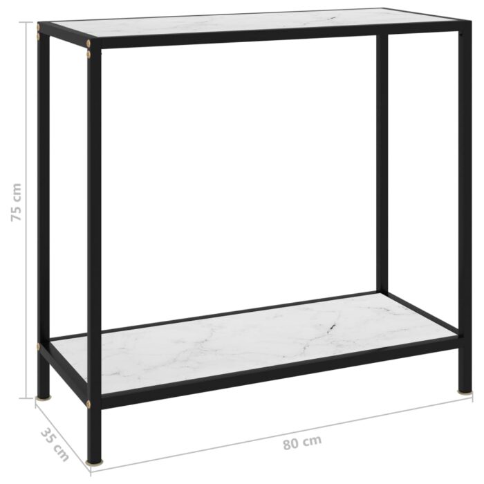 Table console Blanc 80x35x75 cm Verre trempé – Image 5