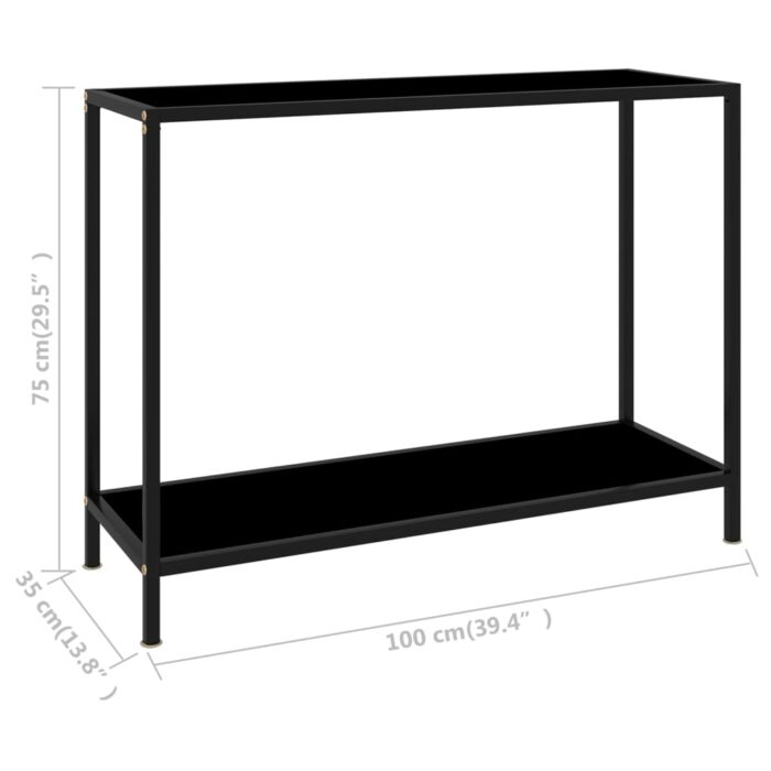 Table console Noir 100x35x75 cm Verre trempé – Image 5