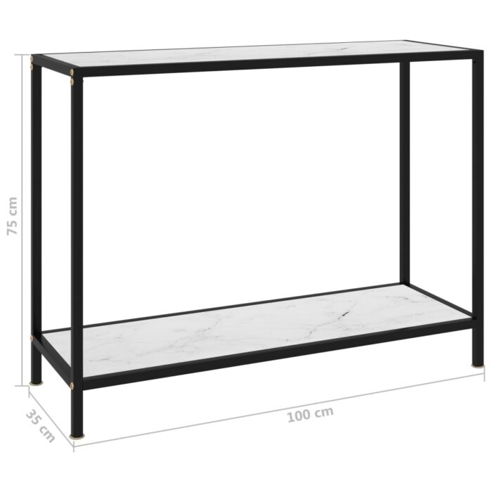 Table console Blanc 100x35x75 cm Verre trempé – Image 5