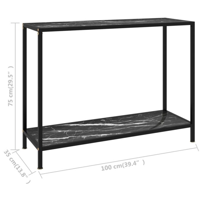 Table console Noir 100x35x75 cm Verre trempé – Image 5