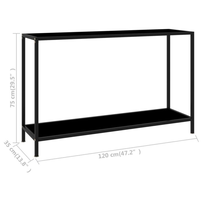 Table console Noir 120x35x75 cm Verre trempé – Image 5
