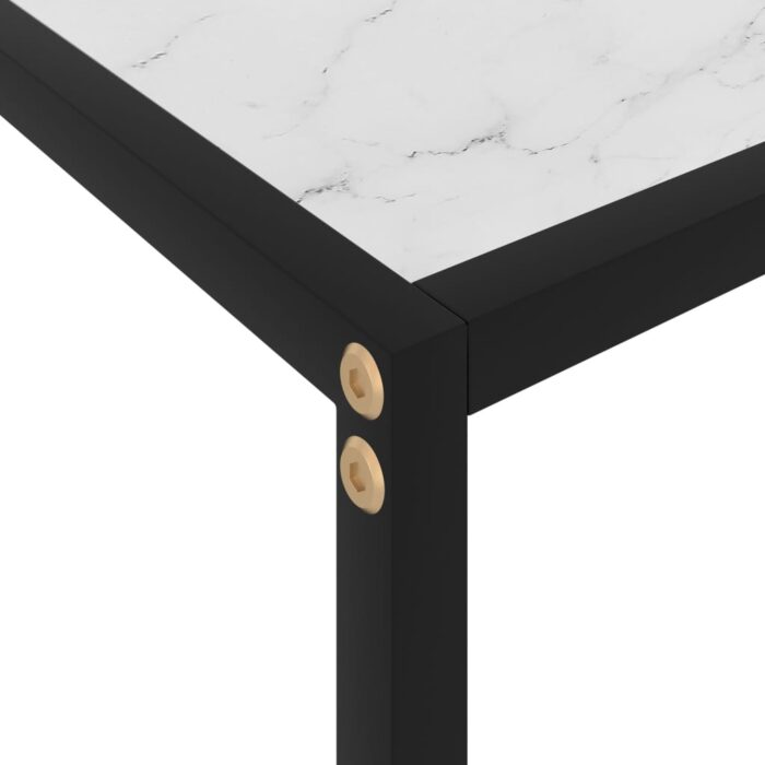Table console Blanc 120x35x75 cm Verre trempé – Image 4