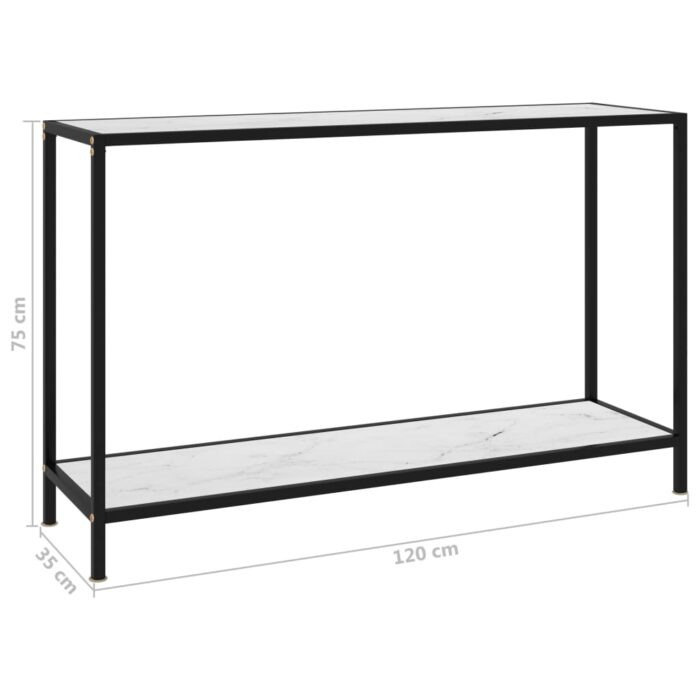 Table console Blanc 120x35x75 cm Verre trempé – Image 5