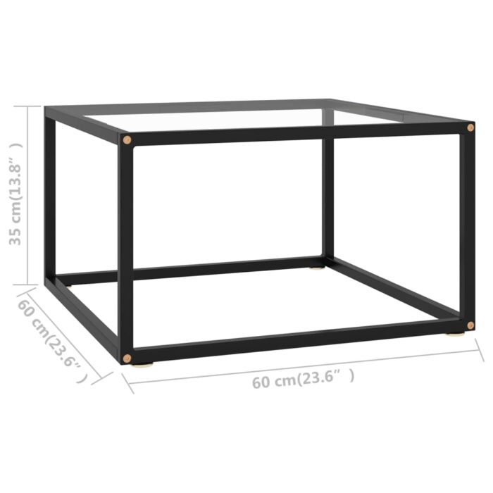 Table basse Noir avec verre trempé 60x60x35 cm – Image 4
