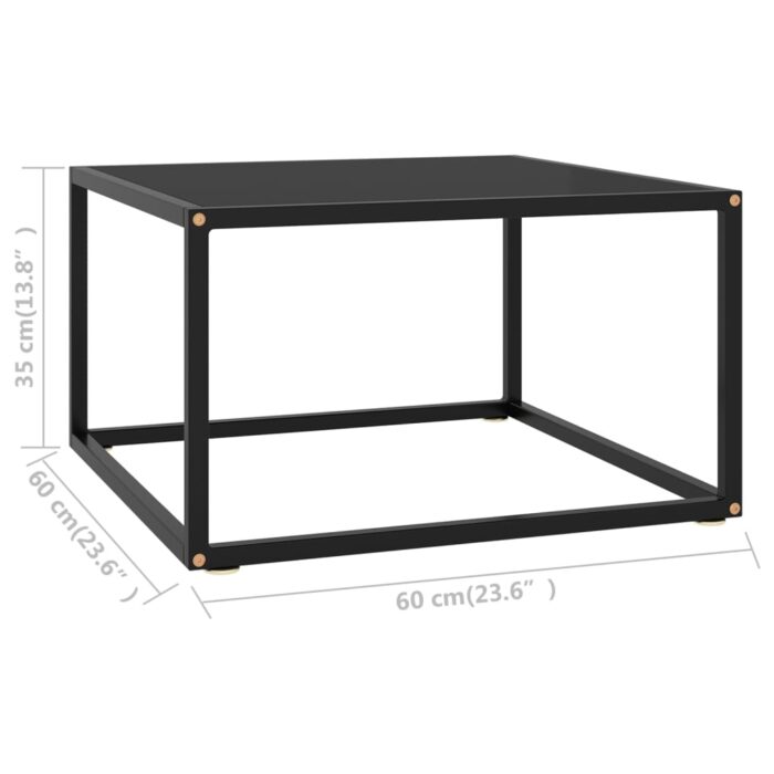 Table basse Noir avec verre noir 60x60x35 cm – Image 4