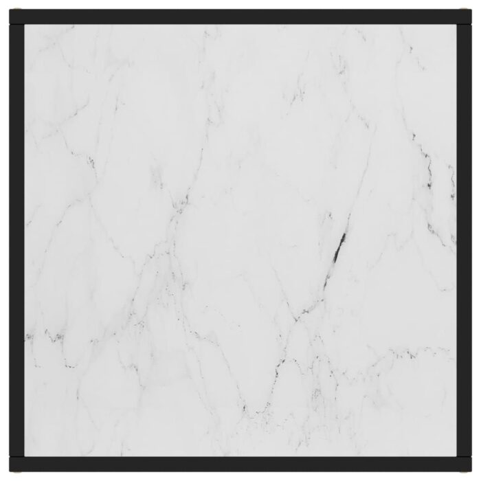 Table basse Noir avec verre marbre blanc 60x60x35 cm – Image 2